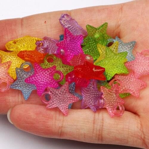 30pcs Color Transparent Star Shape Acrylic Spacer Beads 14mm Loose Beads For DIY Jewelry Making Necklace Bracelet Accessories