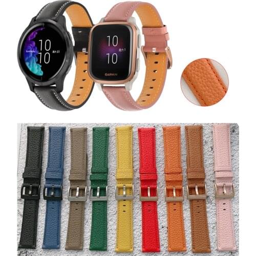 Fashion Genuine Leather Band Strap For Garmin Venu SQ Smart Watch wristband for Forerunner 245 245M 645 645M V3 20mm 22mm strap