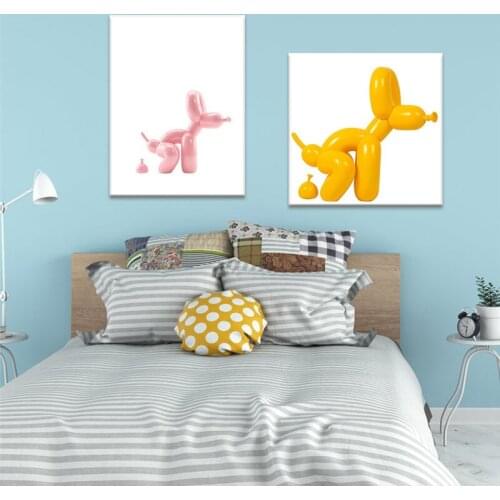 Self-adhesive Wall Sticker Funny Wall Art Toilet Poster Painting Abstract Balloon Dog Wall Pictures for Bathroom Wall Art Decor