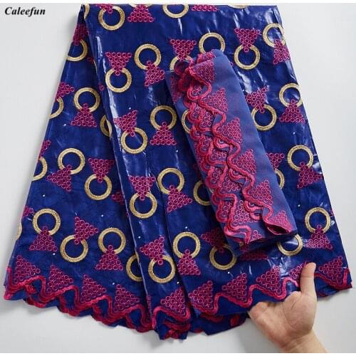 Blue African Bazin Riche Fabric With 2Yards Mesh Tulle Fabric Eembroidered Bazin Riche With Stones African Lace Fabric Y2304