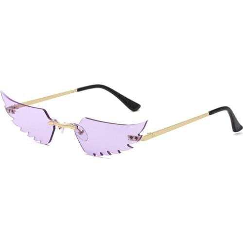 Seemfly Trendy Frameless Sunglasses Female Vintage Funny Decoration Wing Eyewears Party Fashion Eyeglasses Luxury Personality