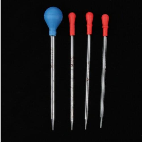 Precise 1-5ml Glass Pipette Graduated School Lab Dropper with Rubber Cap