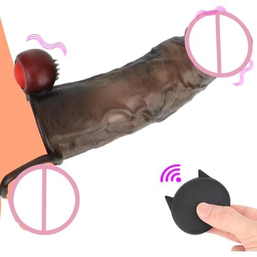 Remote Control Penis Vibrating Enlargement Adult Product Reusable Condom Sex Toys for Men Couples Penis Sleeve Vibrator