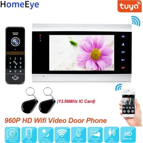 Tuya App Remote Control WiFi IP Video Door Phone Video Intercom 960P Home Access Control System Keypad+IC Card Motion Detection