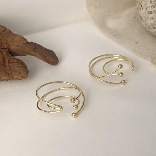 Simple Circel Earcuff Gold Womems Earrings Three Spiral Line Round Ear Cuff Earrings for Non Pierced Ears Earcuffs for Women