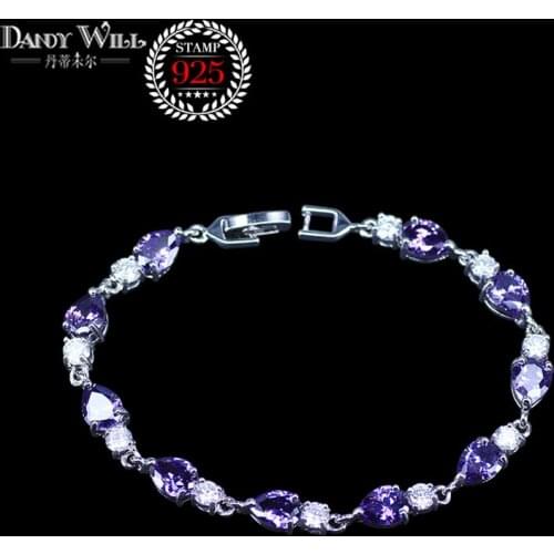 High Quality Pear Cut Purple/Sky Blue Stone Cubic Zirconia Bracelets For Women Fashion Bridal Wedding Jewelry xy01.1