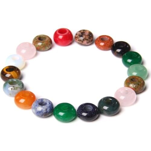 1-5 pcs Natural Polished Oblate Tiger Eye Stone Beads Pendant For Jewelry Decor 18MM Large Hole Coin Beaded DIY Findings Earings