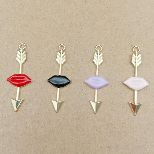 10pcs 13x37mm arrow through lip charm enamel charm for jewelry making fashion earring pendant bracelet necklace charm