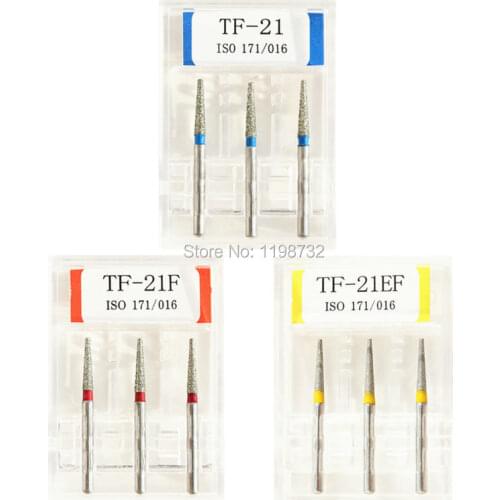 15Pcs /5Boxes Dental Diamond Burs TF-21 / TF-21F / TF-21EF Polisher Drill Dia-Burs High Speed Handpiece Dentist Burrs