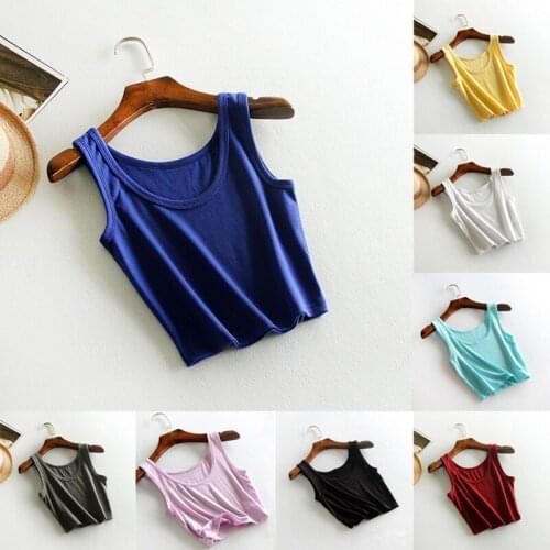 2020 Sexy Round Neck Tank Tops Women Summer Cotton Short Vest Sleeveles Beach Tanks Female Ladies Camisole Crop Top
