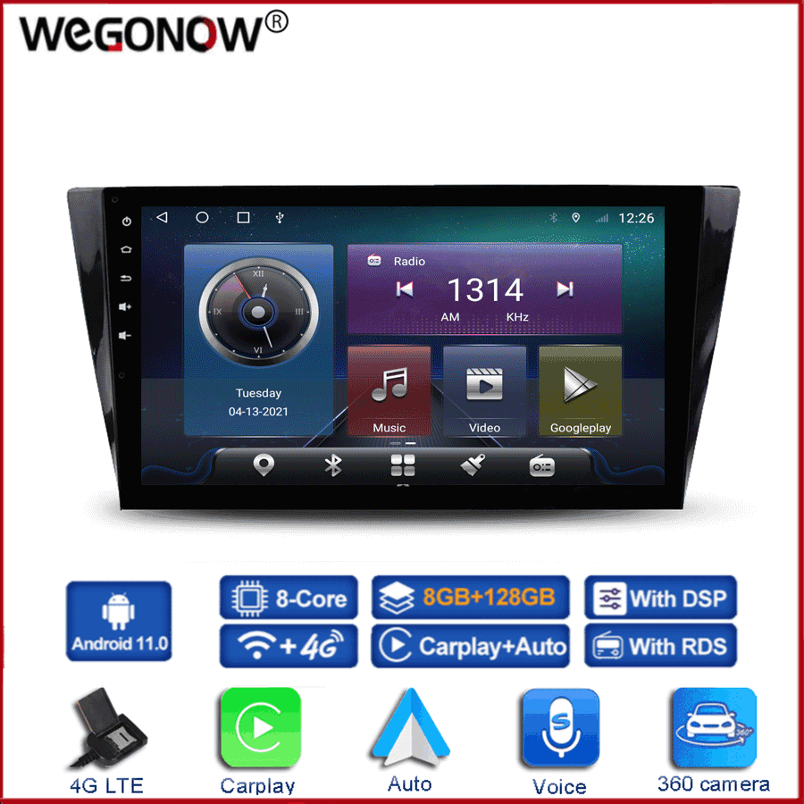 360 Panoramic Camera Carplay 6G+128G Android 10.0 Car DVD Player GPS Map WIFI Bluetooth 5.0 RDS Radio For VW Bora 2016 2017 2018