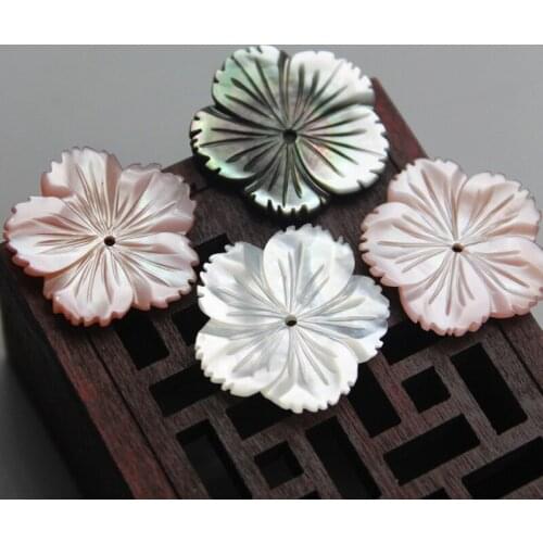 5pcs / bag natural pearl shell 20mm carved barbed bowl flower jewelry making DIY brooch hair clip earring jewelry accessory