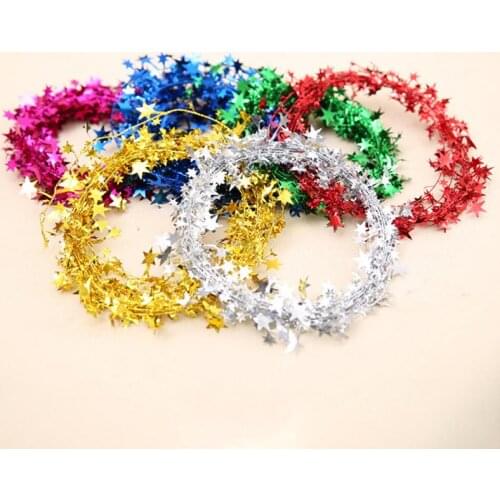 7.5M 6Colors Christmas Tree Hanging Star Pine Tinsel Stars Rattan Garland home Christmas Decoration Ornament