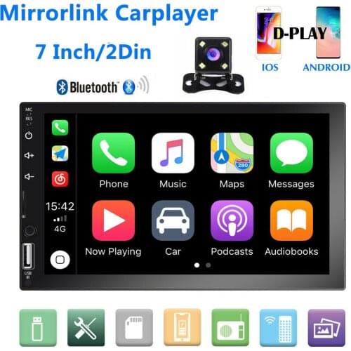 Carplay 2Din Car Radio Universal 7" Radio MP5 MP3 Player Bluetooth FM Touch Screen Android Auto Wireless Mirrorlink Car Stereo