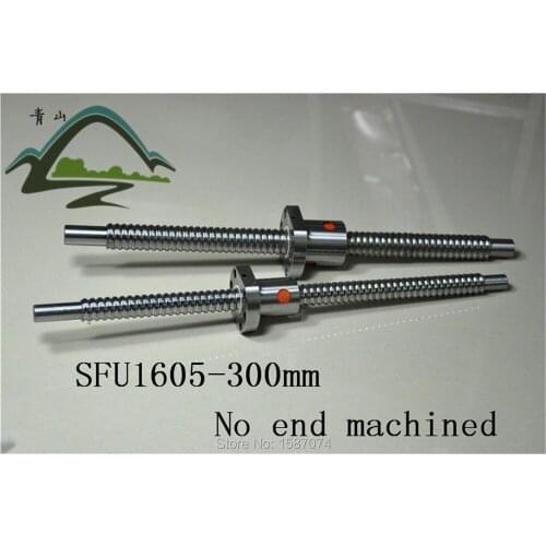Free Shipping 16mm 1605 Ball Screw Rolled ballscrew 1pc SFU1605 L 300mm with 1pc 1605 Flange single ballnut for cnc parts