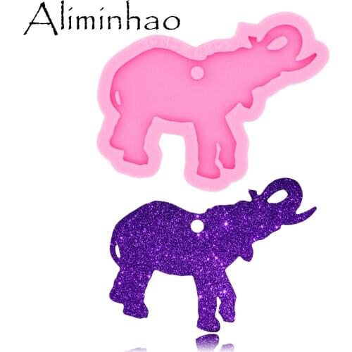 DY0481 Shiny Glossy Elephant Mould Silicone Epoxy Resin Keychain Mold