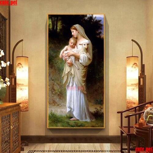Large 5D embroidery Jesus And Virgin Mary Diy full sets diamond painting Cross Stitch Religious mosaic rhinestones Decoration