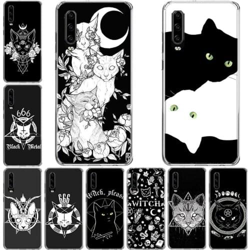 Witch and Cat Custom Phone Case For Huawei P10 P20 P30 P40 Mate 30 20 10 Lite Pro P Smart Z Plus 2019 2018 Cover Coque