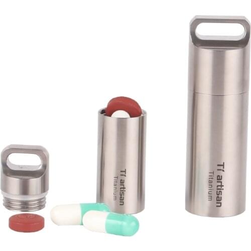 Home Mini Pill Fob Sealed ware house Titanium Keychain Pill Holder Emergency Aspirin Nitroglycerin Pill Holder for Men and Women