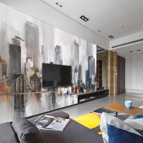 Beibehang Retro mural architectural decoration wallpaper living room milk tea shop bar wall covering TV background 3D wall paper