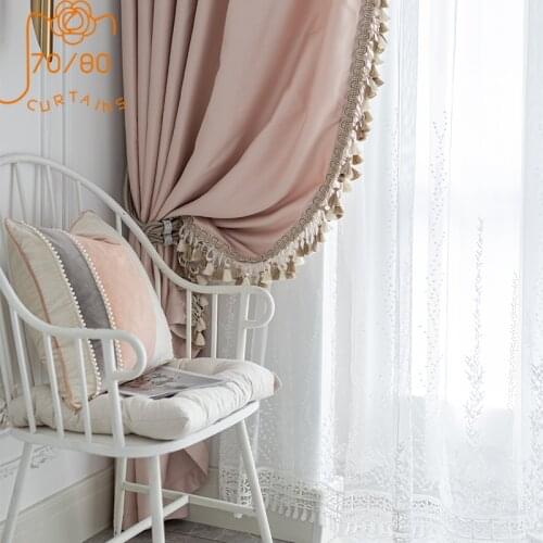 French Luxury Romantic Princess Style Pink Lace Stitching Curtains for Bedroom Living Room Balcony Custom Finished