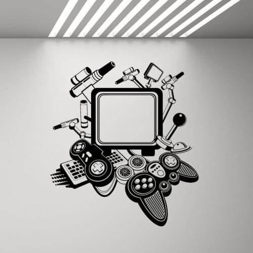 Player Game Joystick Cool Decoration Vintage Computer Wall Art Decal Vinyl Mural Sticker Boy Bedroom Home Decoration