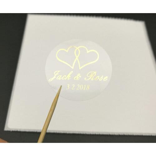 100pcs 5cm Customize Personalised Gold Printing Clear Transparent Birthday Wedding Invitation Envelope Seals Stationery Sticker
