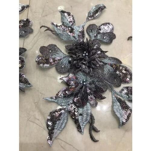 Exquisite high-end handmade 3D applique + beads + laminated tulle embroidery, suitable for fashionable ladies' skirts