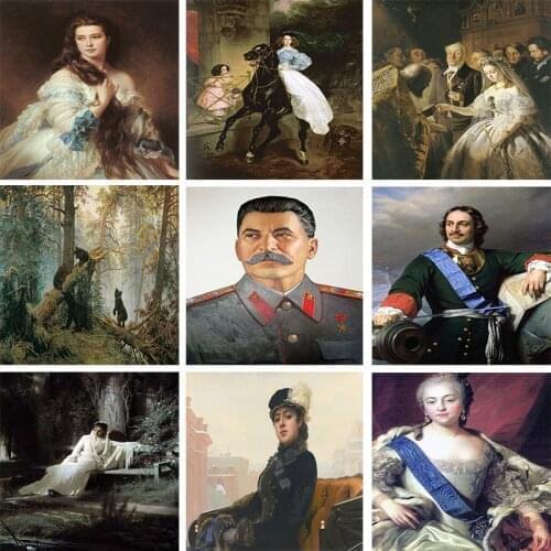 Famous Russian Art Painting 20X30CM 5D DIY Diamond Painting Full Square Round Diamond Embroidery Sale Mosaic Picture Rhinestones