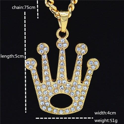 European and American Jewelry hot sale items mens Cuba chain crown necklace rap Street Style Gold Pendant hip hop Necklace