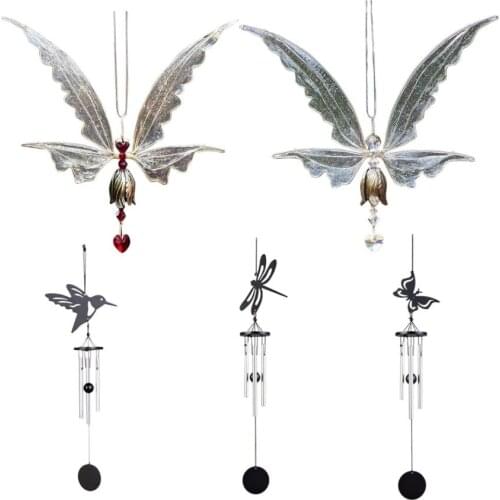 Creative Household Metal Wind Chime Funny Bedroom Balcony Children Room Angel Butterfly Wings Shape Windbell Hanging Ornament