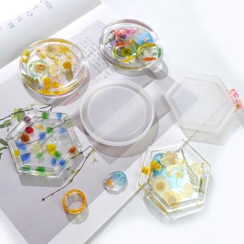 Round Square Dish Resin Molds Coaster Moldes Silicona Plates Molde De Silicone Artesanato Material Moule Resine Epoxy Bijoux