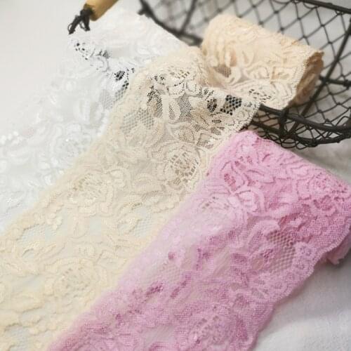 3 Meters Pink Ivory White Color Handmade Hair Decoration Wide Elastic Stretch Lace Trim Wedding Dress Skirt Lace Trim 9cm