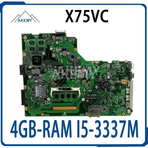 Akemy X75VC Laptop Motherboard for ASUS X75VB X75VD X75VC X75VCP X75VD1 X75V Mainboard GT720M 4GB-RAM I5-3337M/I5-3317M