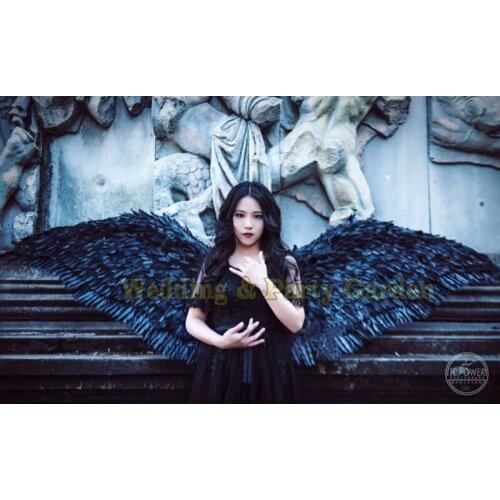 Fashion Black angel wing catwalk underwear show prop Angel Feather wing cosplay costume party prop