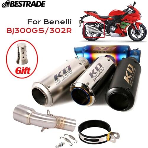 BJ300GS Motorcycle Exhaust System For Benelli BJ300GS 302R All Year Middle Link Pipe Slip 51mm Muffler Tube With DB Killer
