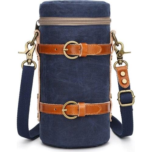 2021 New Style Professional Padded Camera Lens Bag Shockproof Canvas Lens Case Pouch Cylinder Lens Package