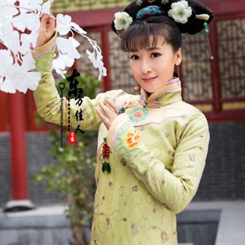 New TV Play Jin Chai Die Ying Actress Qing Princess Duan Min Same Design Green Embroidery Costume for Women