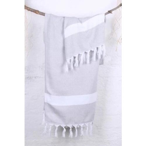 Cotton 100x180 cm Peshtemal Beach Towel Gray Jacquard