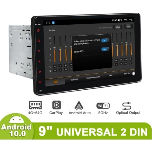 Radio 2 din Autoradio Android 9 Pulgada Android 10 HD 1280*720 4GB 64GB Multimedia Tape Recorder Bluetooth Wireless Carplay 4G