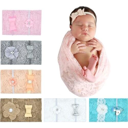 Newborn Photography Props Baby Girl Lace Romper&Flower Headband Infant Photo Shoot Clothes Photo Props Baby Newborn Props