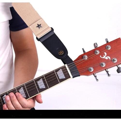 Guitar Neck Strap Guitar Strap Leather Head Belt Holder Button Safe Lock Ukulele Bass Folk Acoustic Electric Guitar Accessories