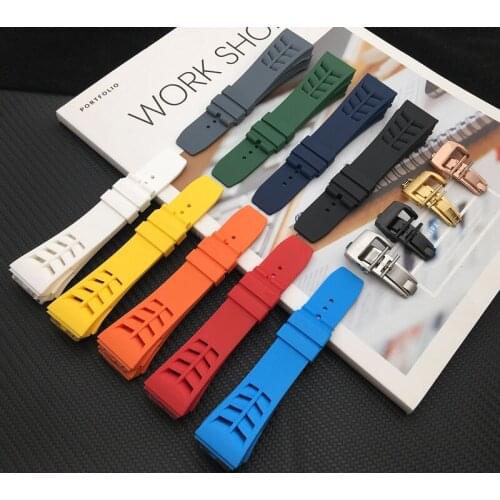 Top Soft quality Imported Nature colorful Silicone Rubber 20mm Watchband For Richard Watch Mille Strap band butterfly buckle