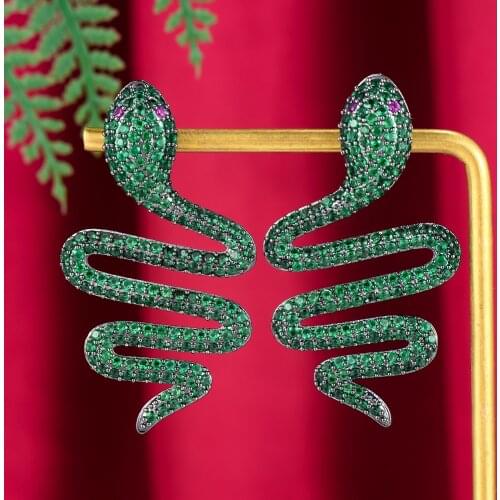 Brand Super Luxury African Snake Pendant Dangle Earring For Women Wedding Cubic Zirconia DUBAI Bridal Earring Party Jewelry