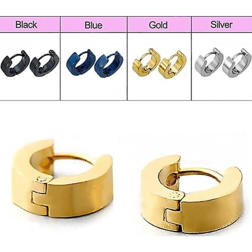 1 Pair MenEarrings Fashion Cool punk Stainless Steel Huggie Hoop Earrings Casual Jewelry Mens accesories