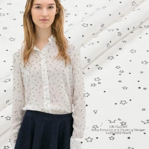 140cm wide star printed white artificial cotton fabric summer dress skirt dress clothing fabric NN