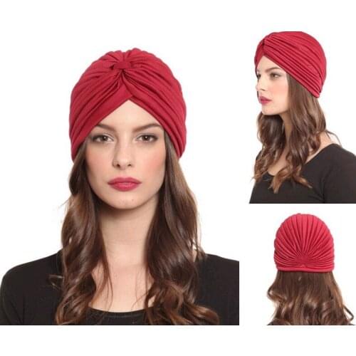 Fashion Women Hair Wrap Muslim Turban Twist Pleated Bonnet Ladies Head Cap Islamic Head Cover Turband 1pc/lot 18colors Available