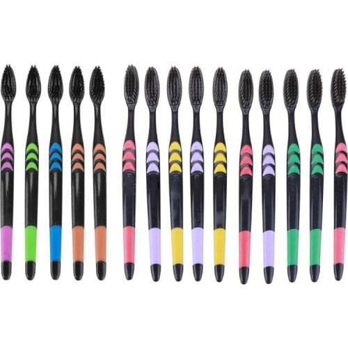 5pcs/10PCS/Pack Double Ultra Soft Bamboo Charcoal Nano Toothbrush Black Tooth Brush Dental Personal Care Teeth Brush Black
