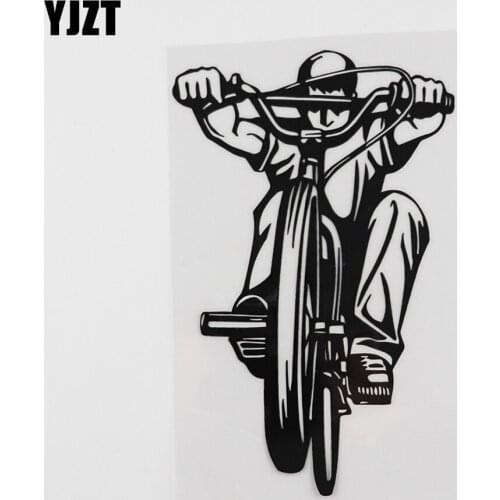 YJZT 10.3CMX16.6CM Bike Rider Cycling Sports Decal Vinyl Car Sticker Black/Silver 8A-0284