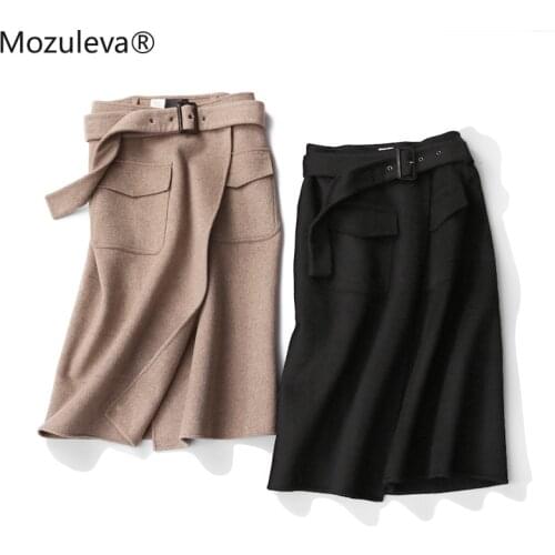 Mozuleva 2020 Handmade Double-Sided Wool Skirt 2020 New Woolen Skirt Skirt Skirt Autumn Womens Dress Knee-Length Skirt